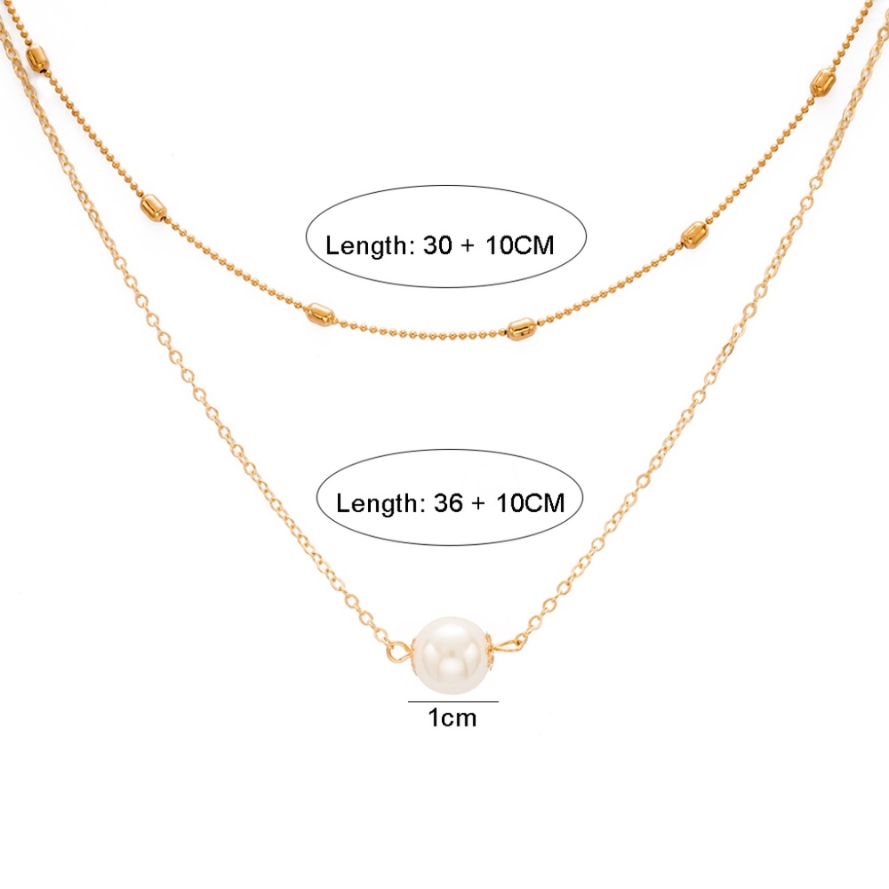 2 Layer Imitation Pearl Necklace Gold - Picture 3 of 4